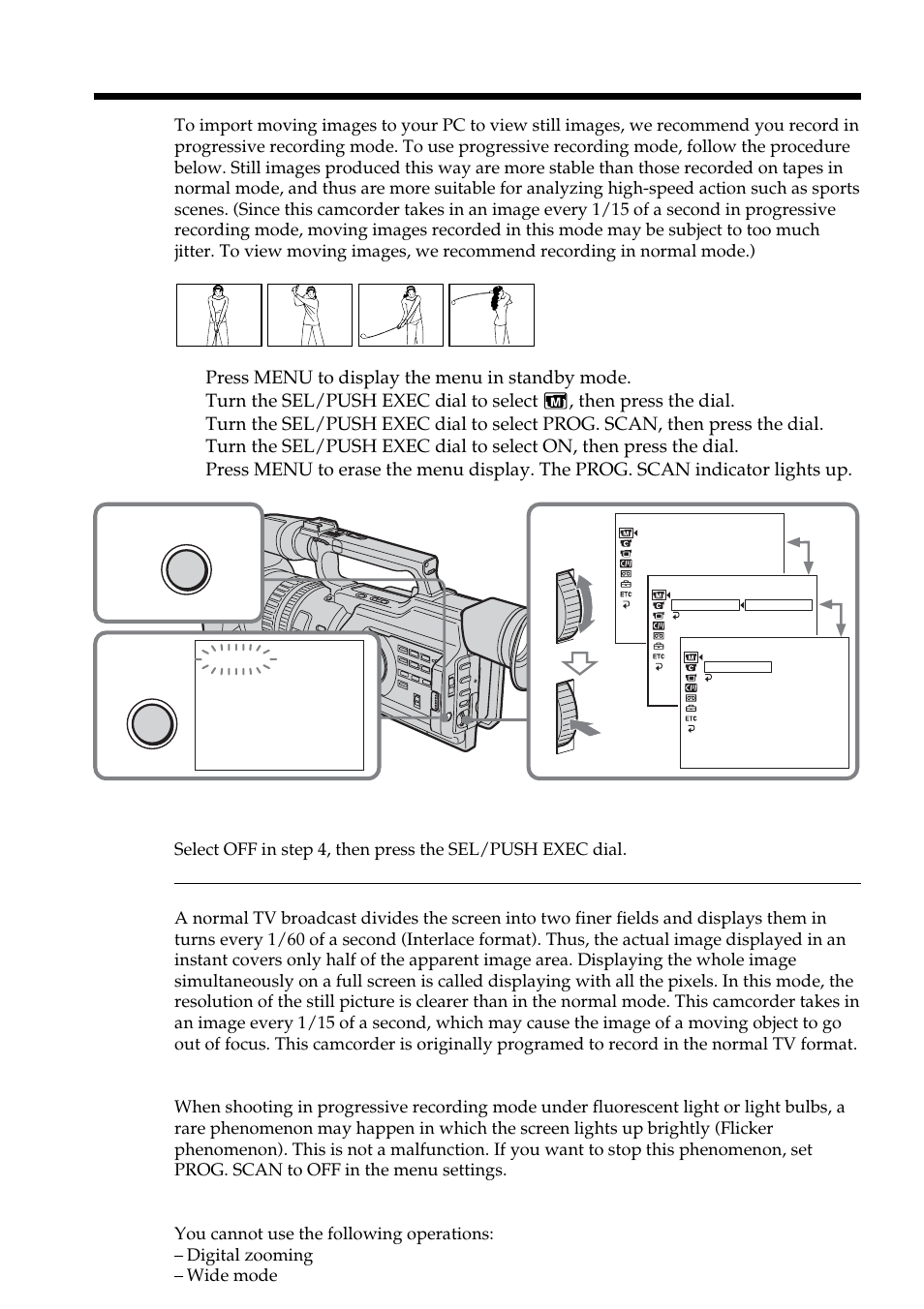 Shooting with all the pixels – prog. scan | Sony DCR-VX2100 User Manual | Page 34 / 176