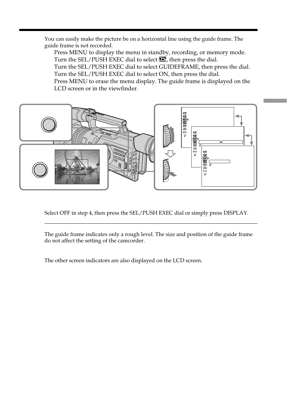 Using the guide frame | Sony DCR-VX2100 User Manual | Page 35 / 176