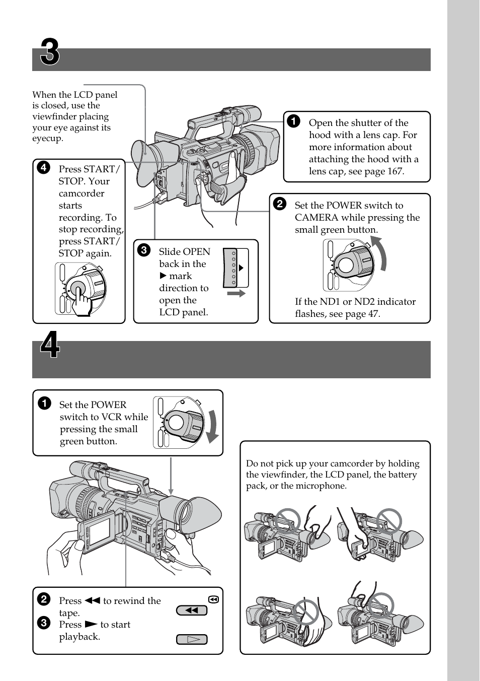 Recording a picture, Monitoring the playback picture on the lcd screen, P. 16) | P. 27) | Sony DCR-VX2100 User Manual | Page 5 / 176