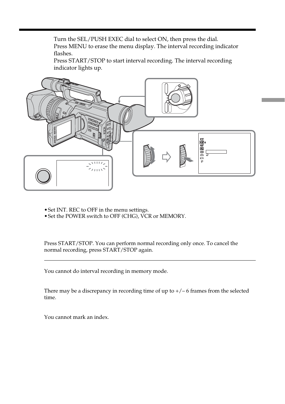 Interval recording | Sony DCR-VX2100 User Manual | Page 61 / 176