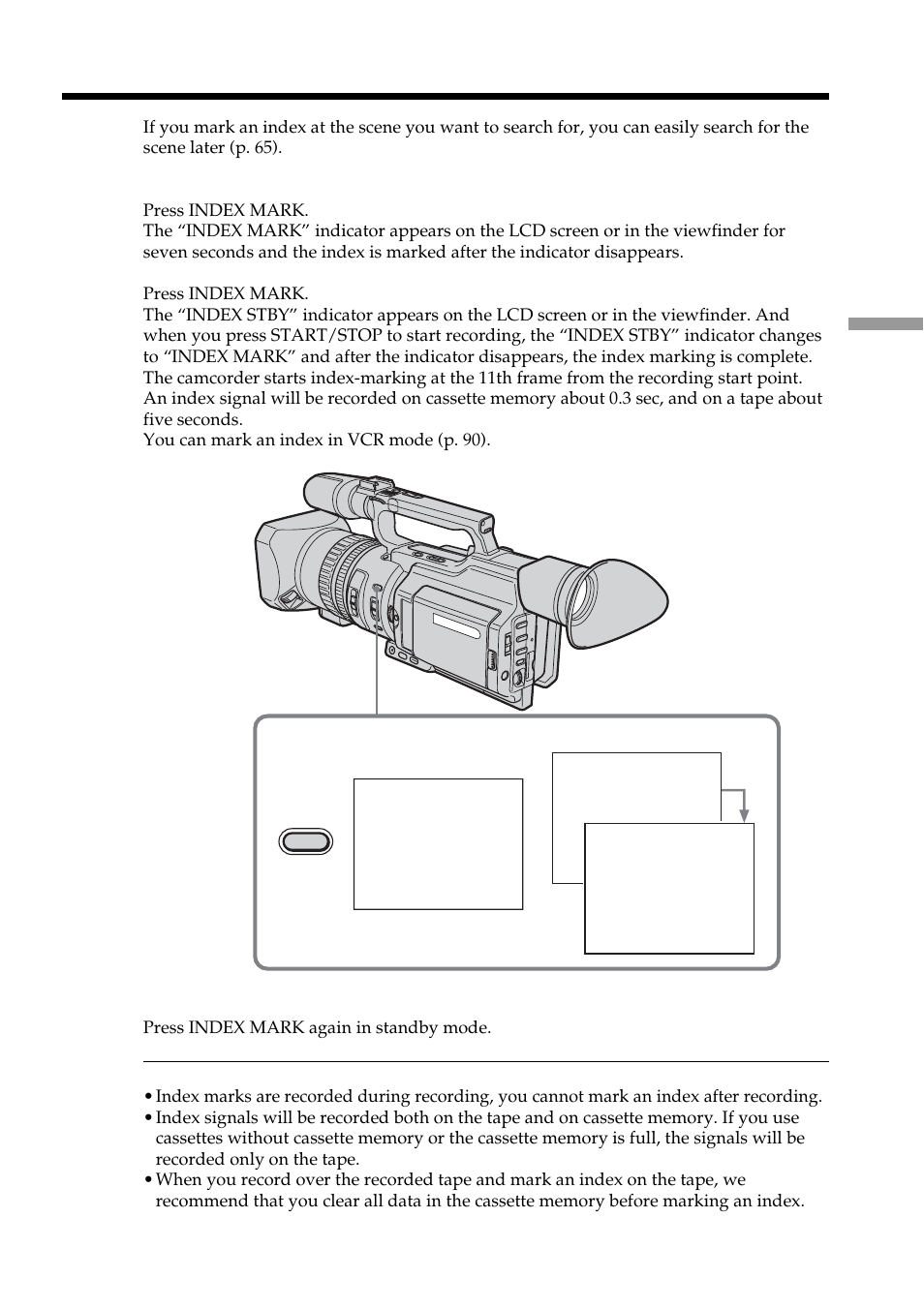 Marking an index, A] [b | Sony DCR-VX2100 User Manual | Page 63 / 176