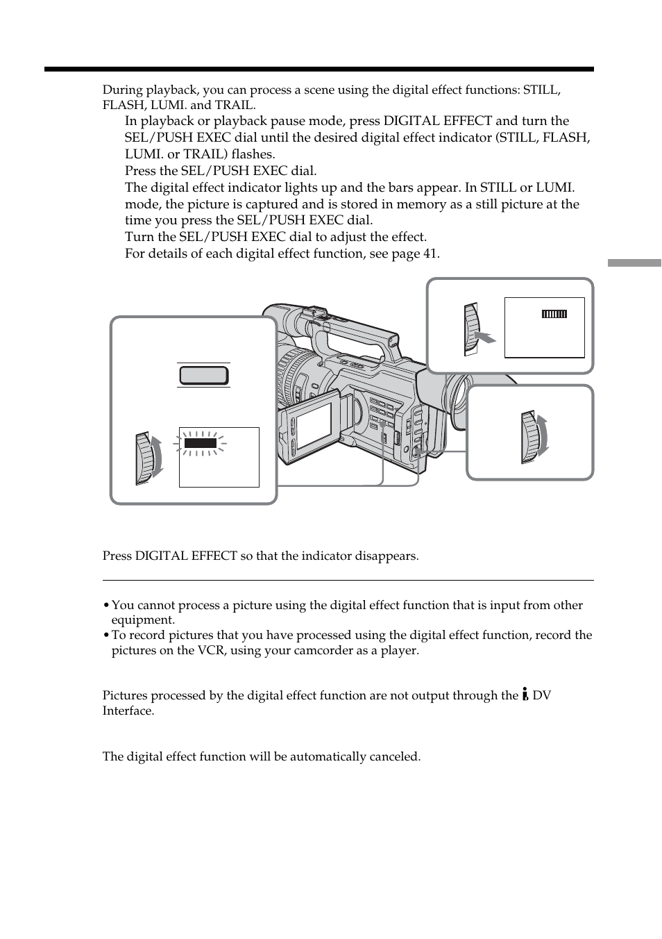 Playing back a tape with digital effects | Sony DCR-VX2100 User Manual | Page 73 / 176