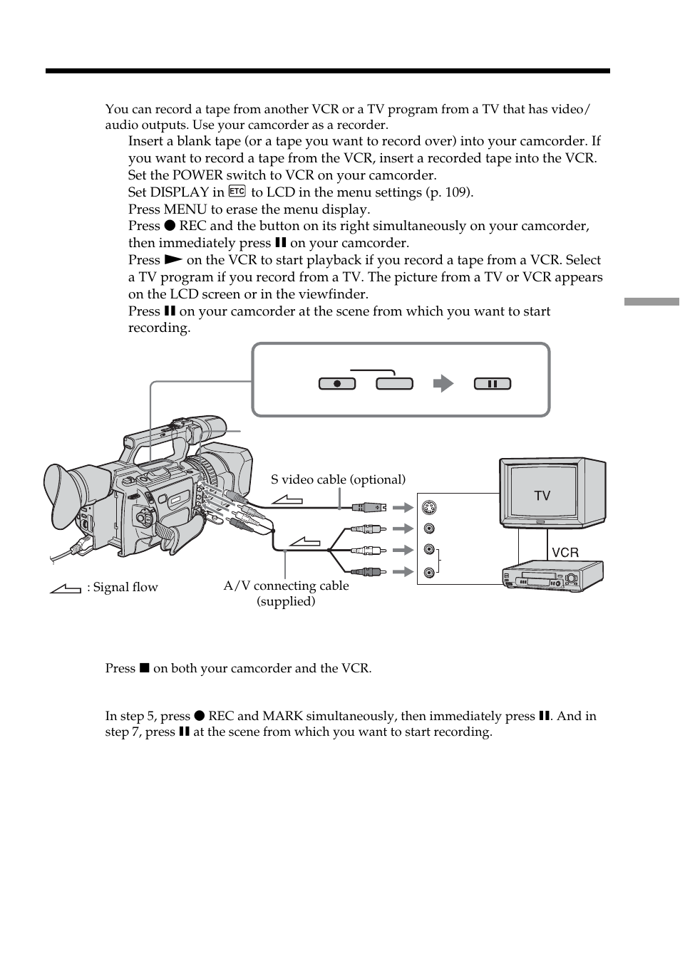 Recording video or tv programs | Sony DCR-VX2100 User Manual | Page 89 / 176