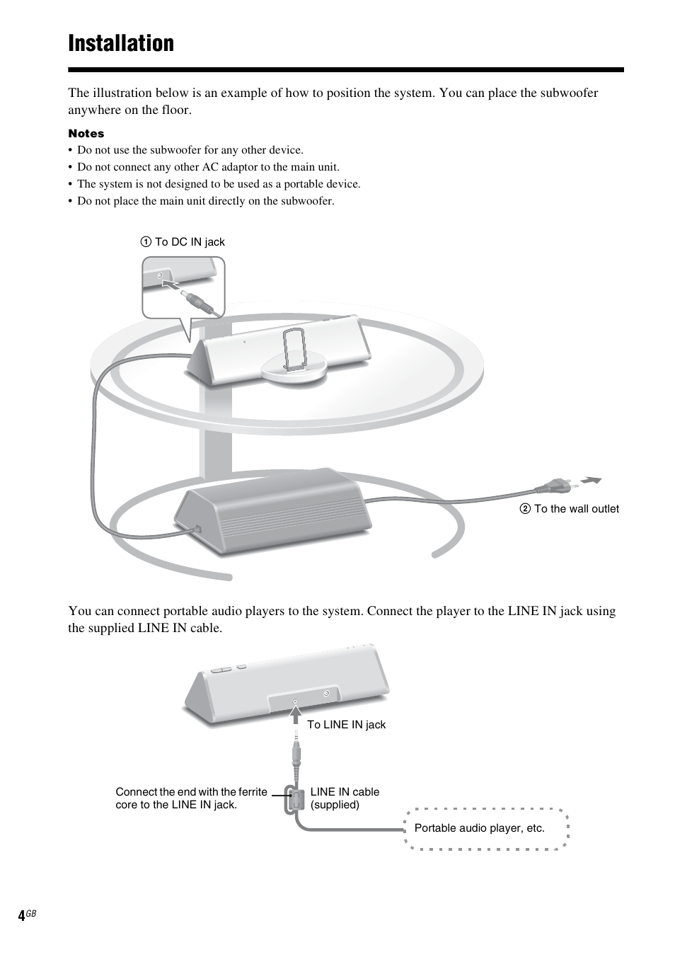 Installation | Sony CPF-IP001 User Manual | Page 4 / 100