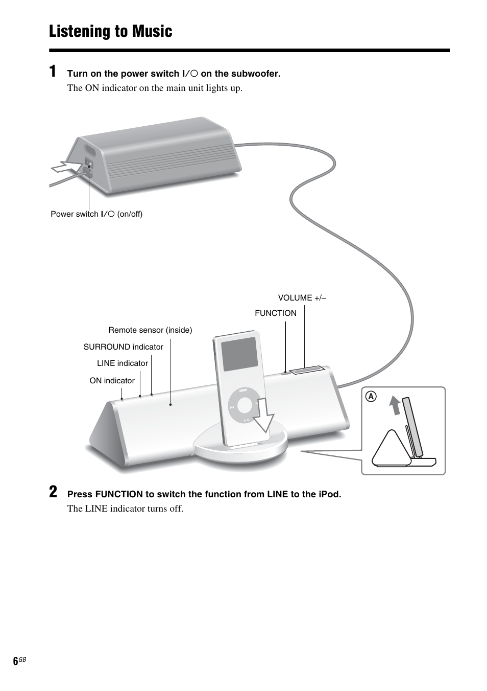 Listening to music, Listening to music 1 | Sony CPF-IP001 User Manual | Page 6 / 100