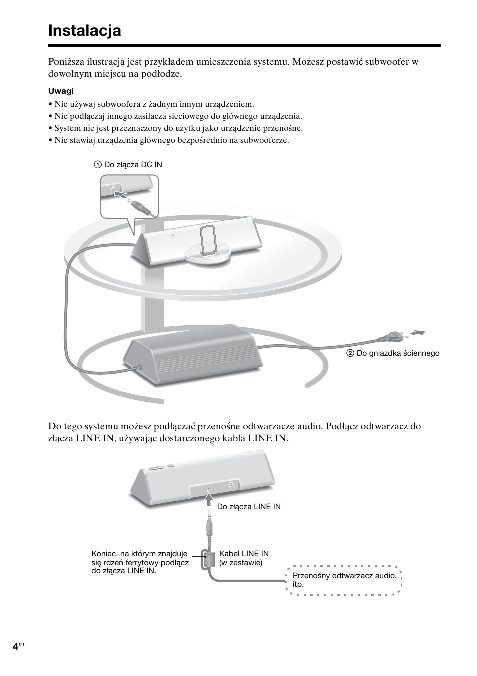 Instalacja | Sony CPF-IP001 User Manual | Page 60 / 100