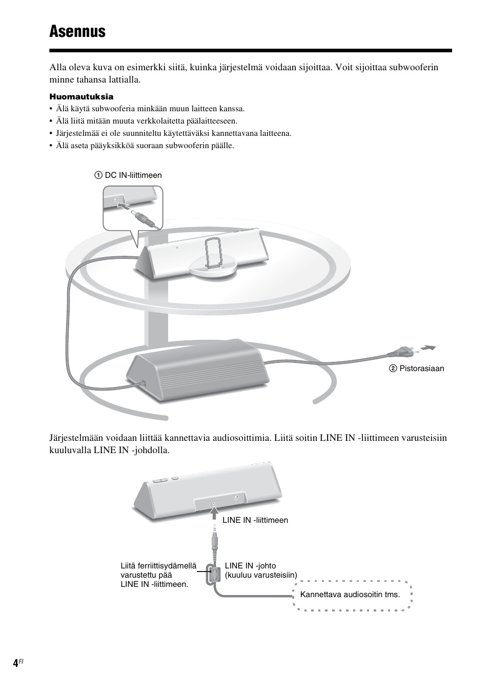 Asennus | Sony CPF-IP001 User Manual | Page 76 / 100