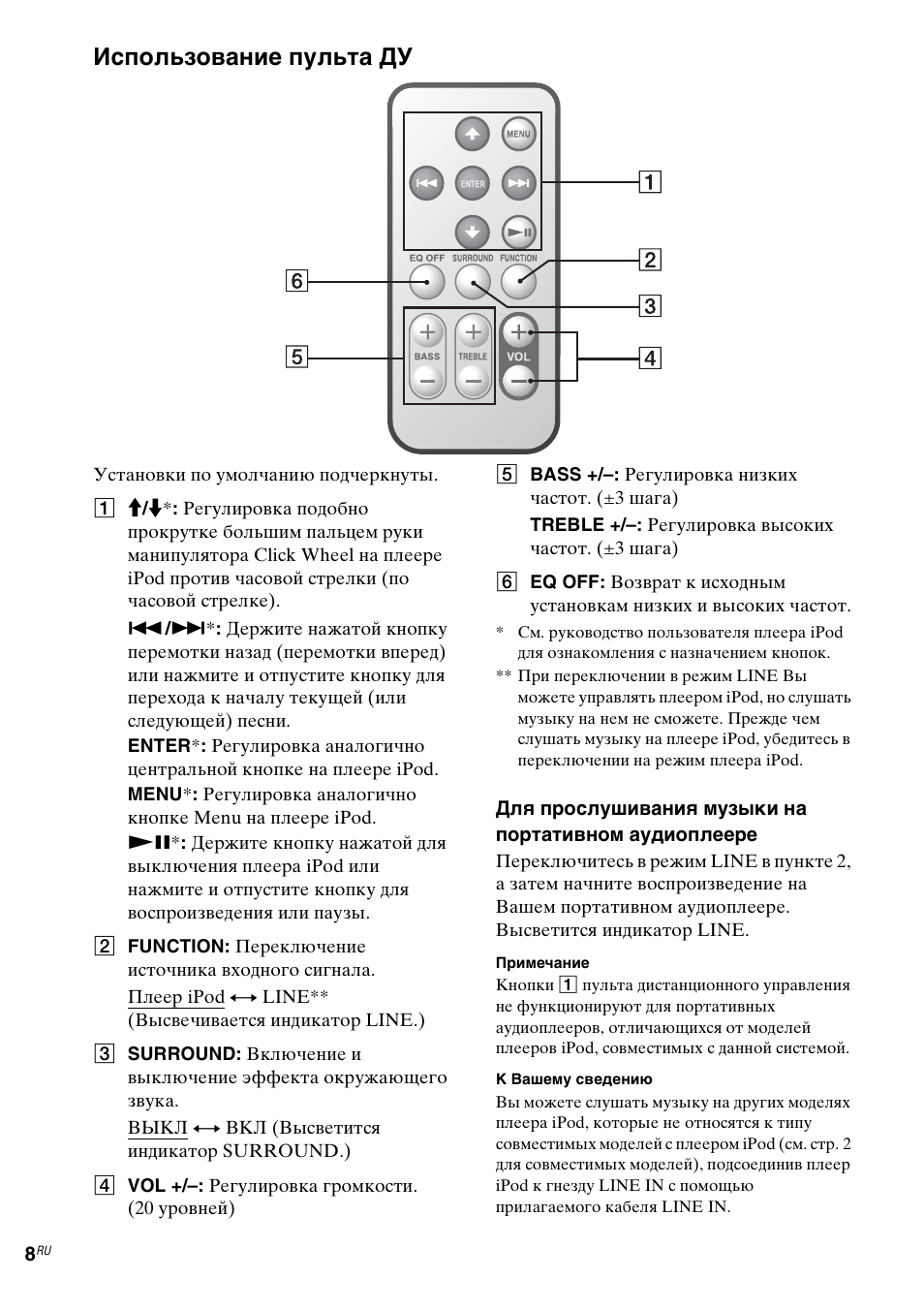 Использование пульта ду | Sony CPF-IP001 User Manual | Page 96 / 100