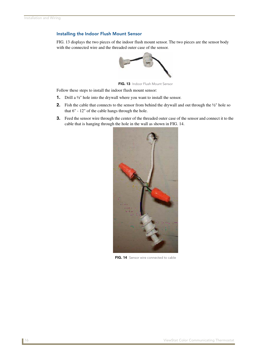 Installing the indoor flush mount sensor | AMX ENV-VST-C User Manual | Page 22 / 42