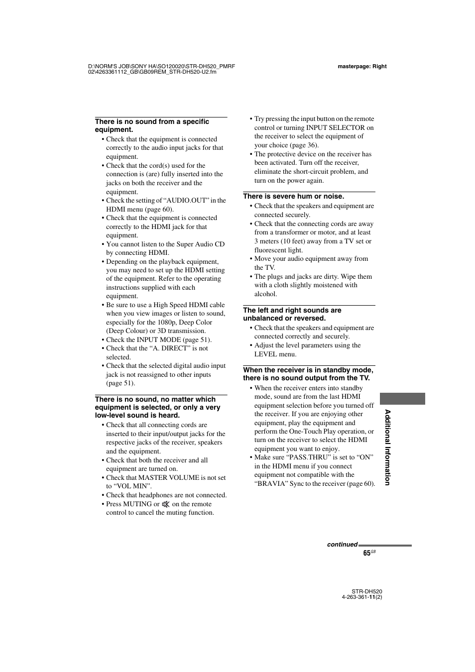 Sony STR-DH520 User Manual | Page 65 / 72