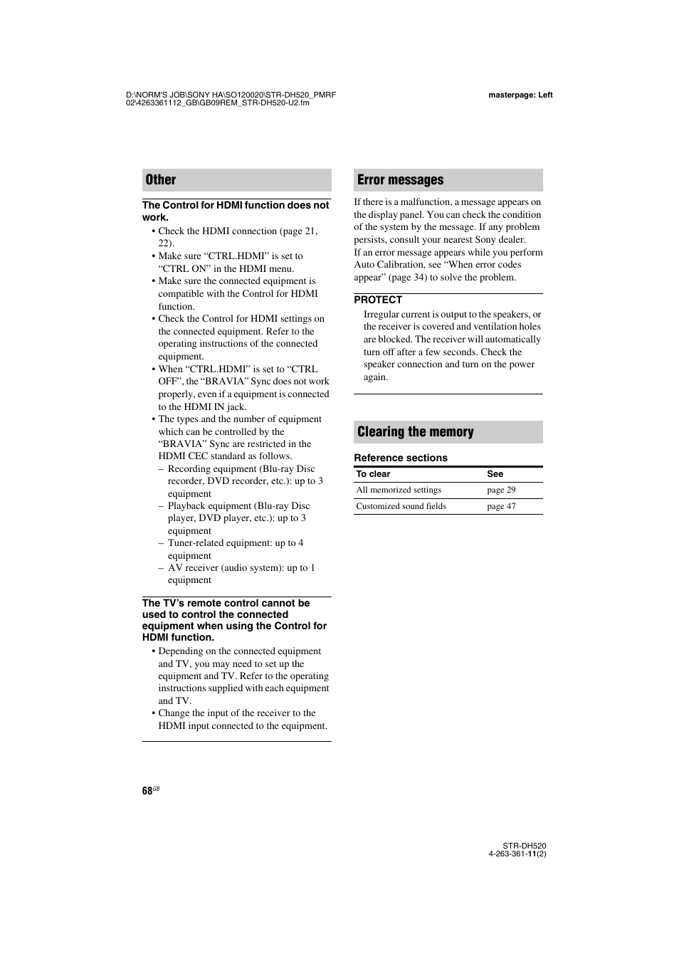Sony STR-DH520 User Manual | Page 68 / 72