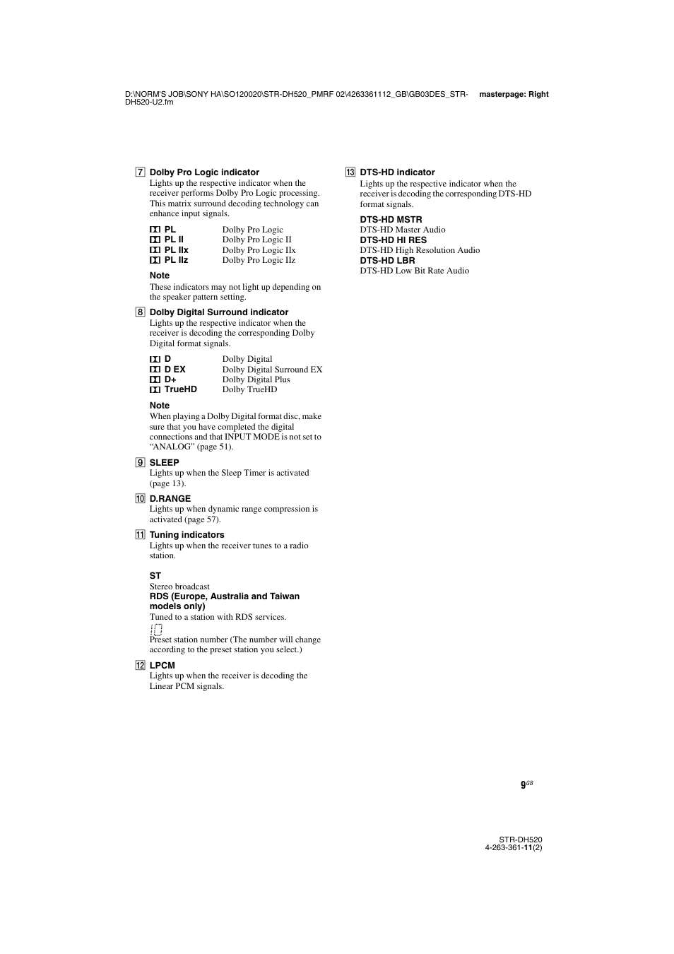 Sony STR-DH520 User Manual | Page 9 / 72