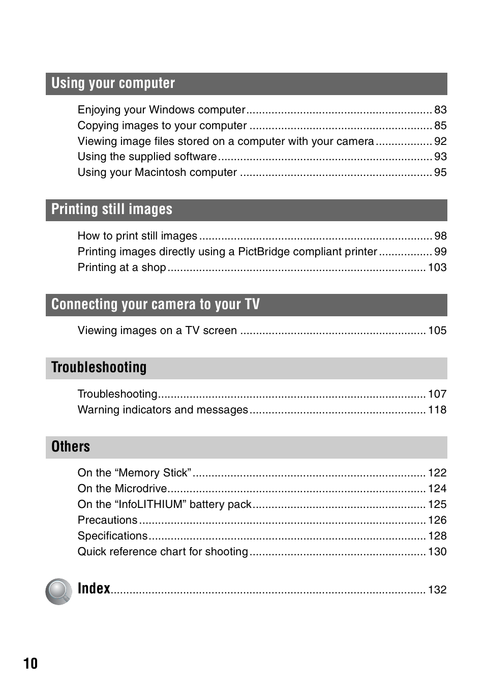 Sony DSC-R1 User Manual | Page 10 / 135