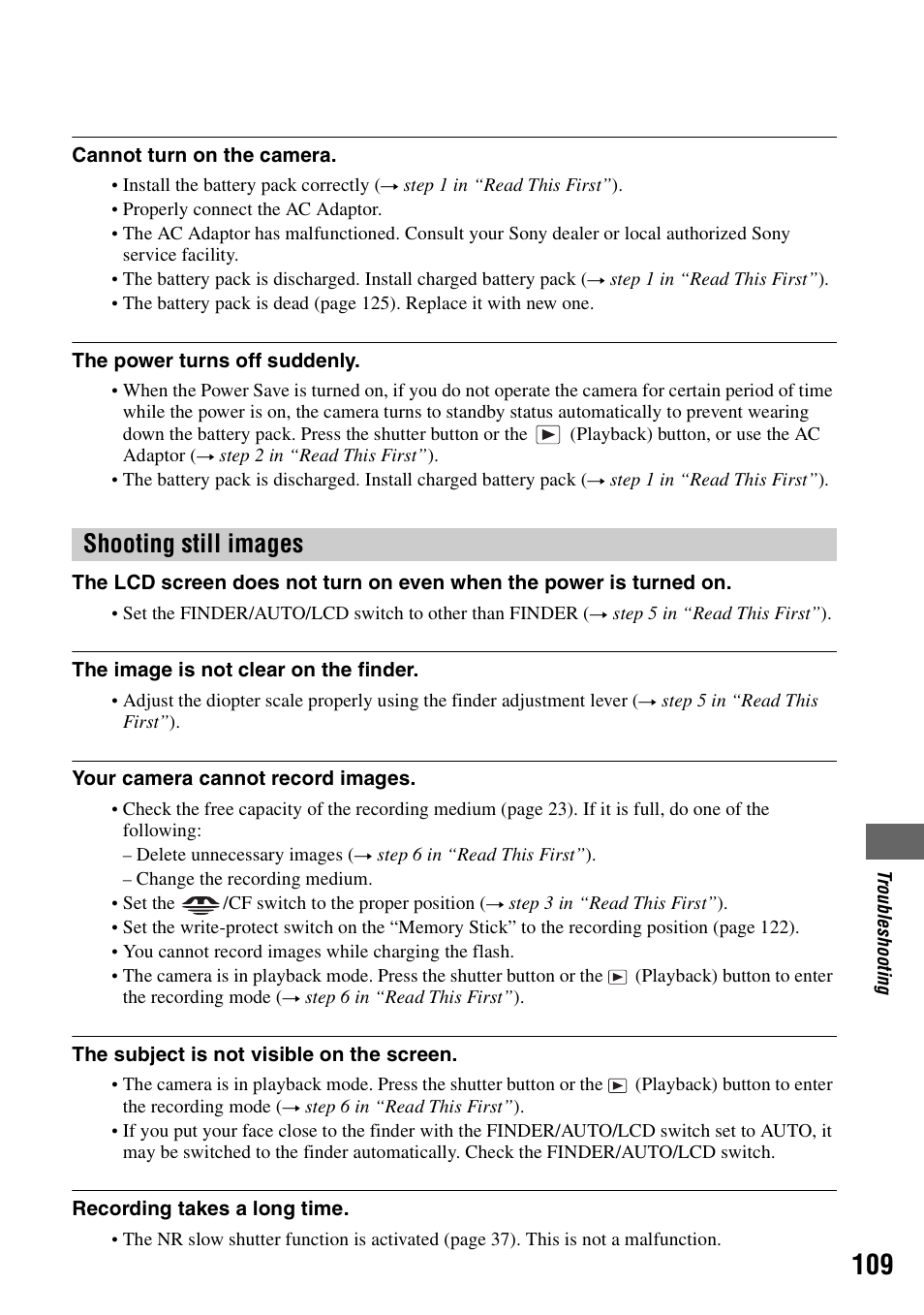 Shooting still images | Sony DSC-R1 User Manual | Page 109 / 135