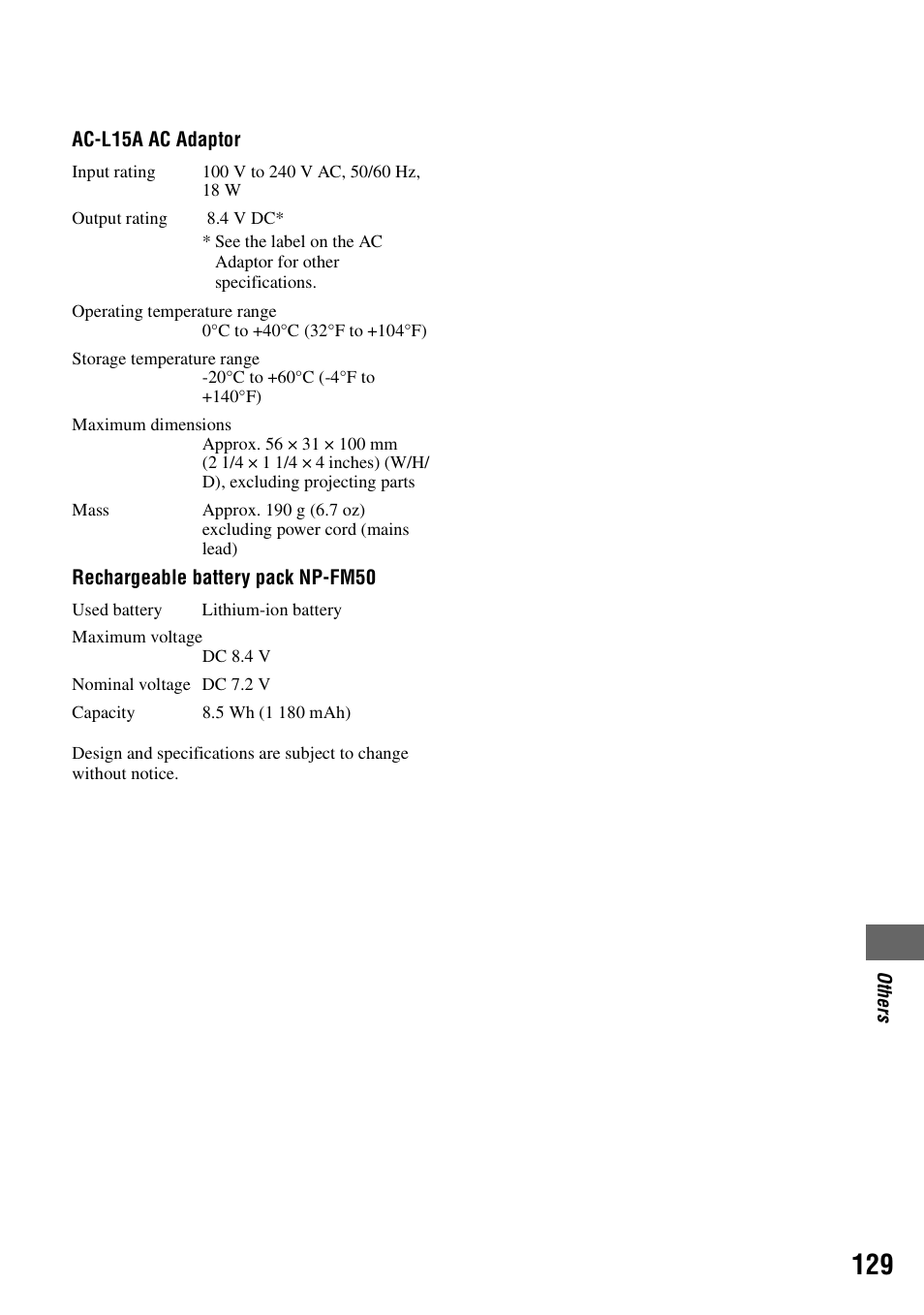 Sony DSC-R1 User Manual | Page 129 / 135