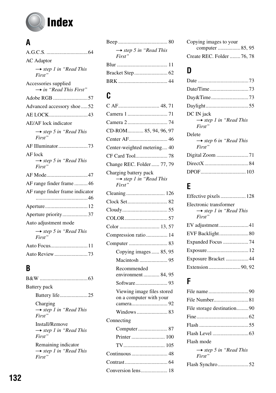 Index | Sony DSC-R1 User Manual | Page 132 / 135