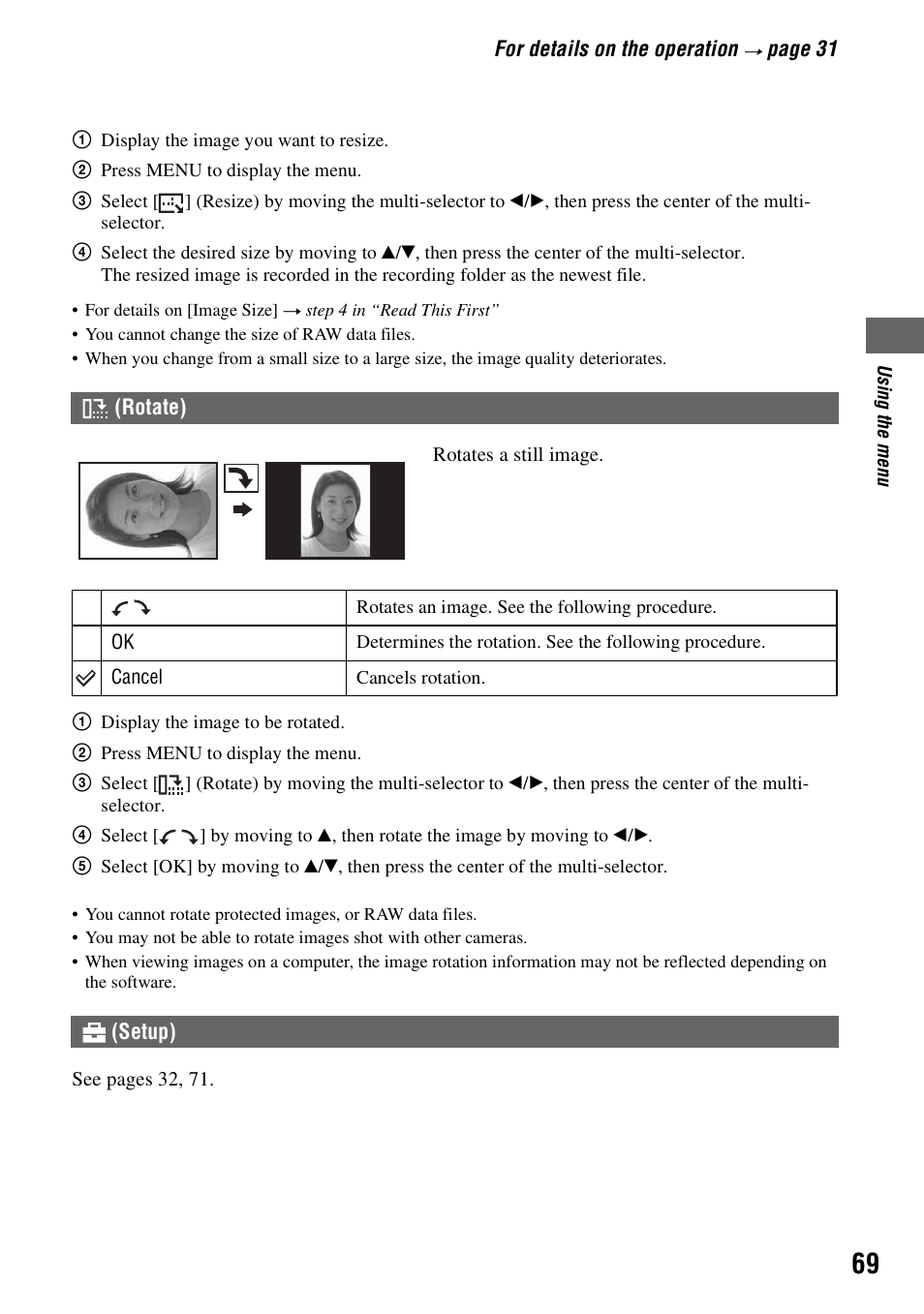 Rotate) | Sony DSC-R1 User Manual | Page 69 / 135