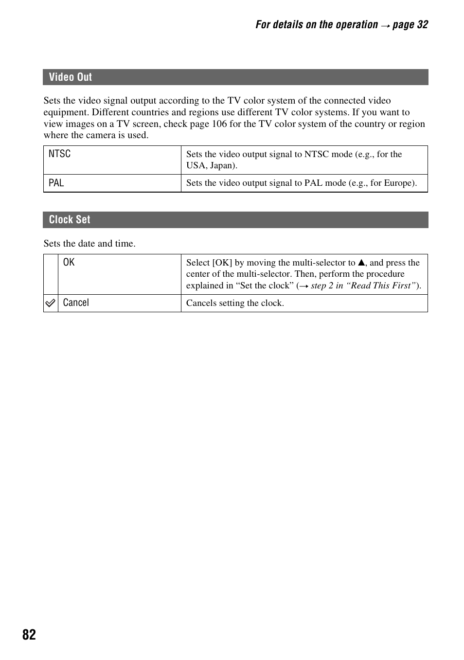 Video out clock set | Sony DSC-R1 User Manual | Page 82 / 135