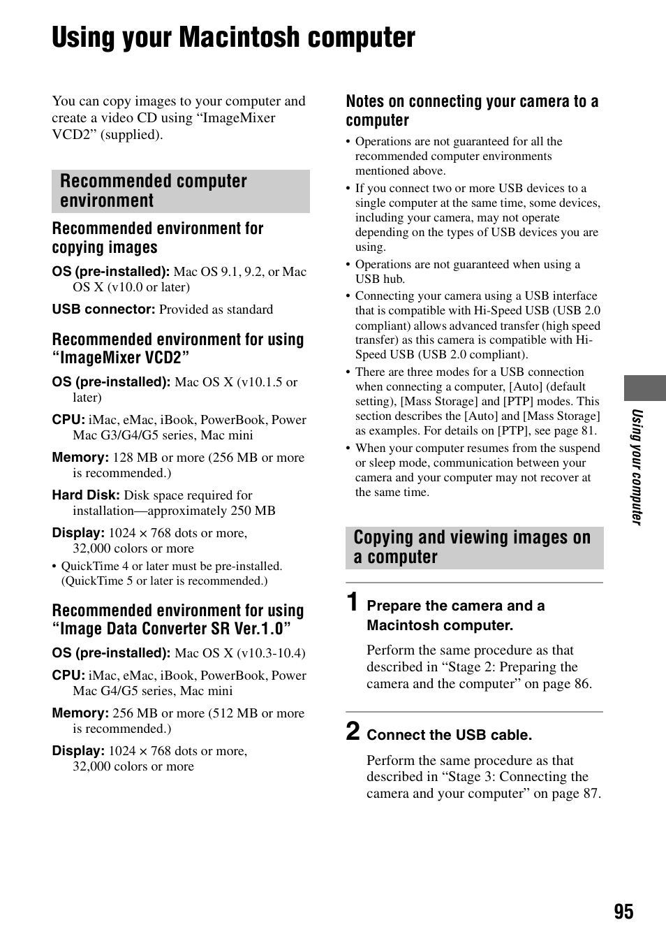 Using your macintosh computer | Sony DSC-R1 User Manual | Page 95 / 135