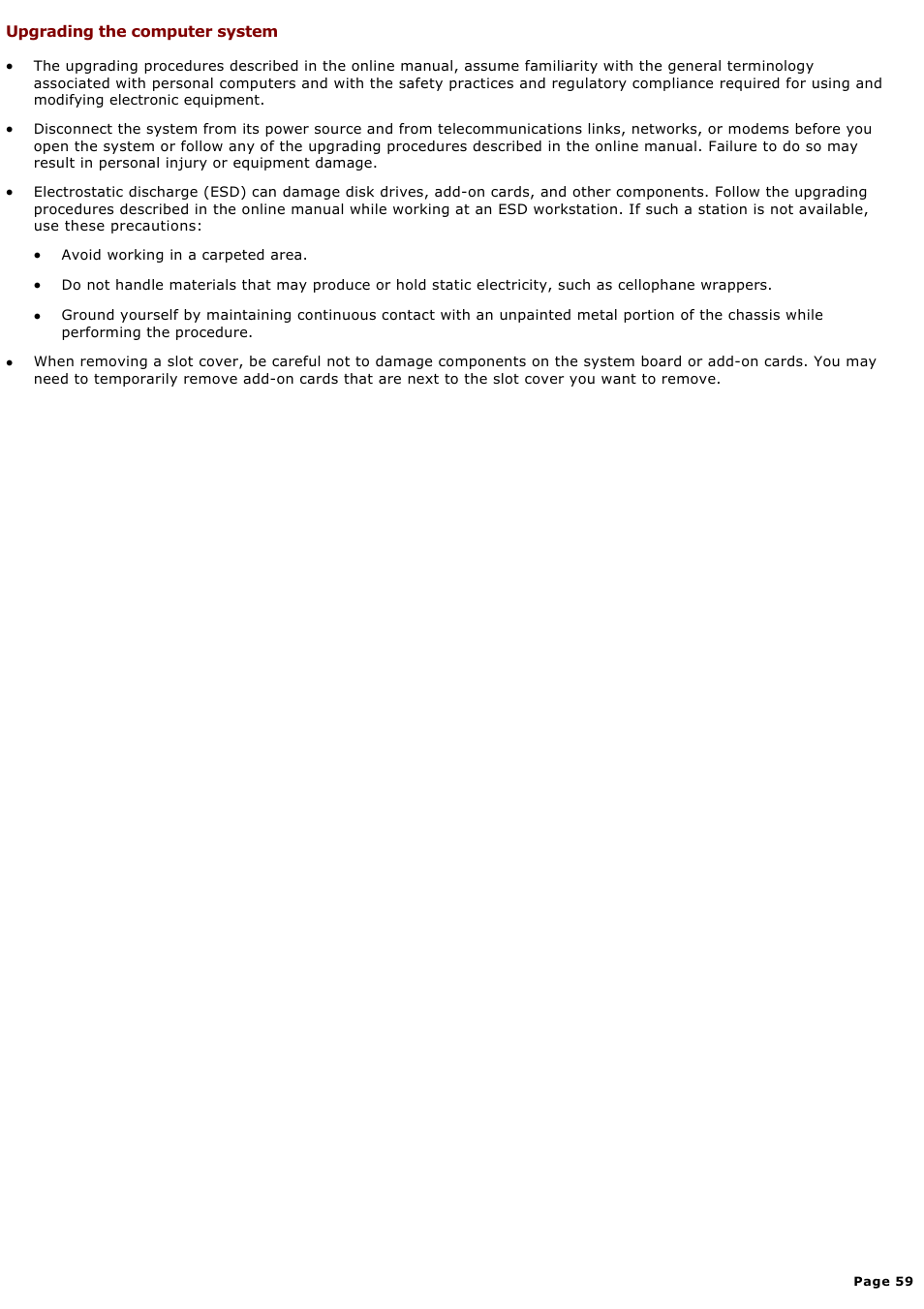 Upgrading the computer system | Sony PCV-RX660 User Manual | Page 59 / 88