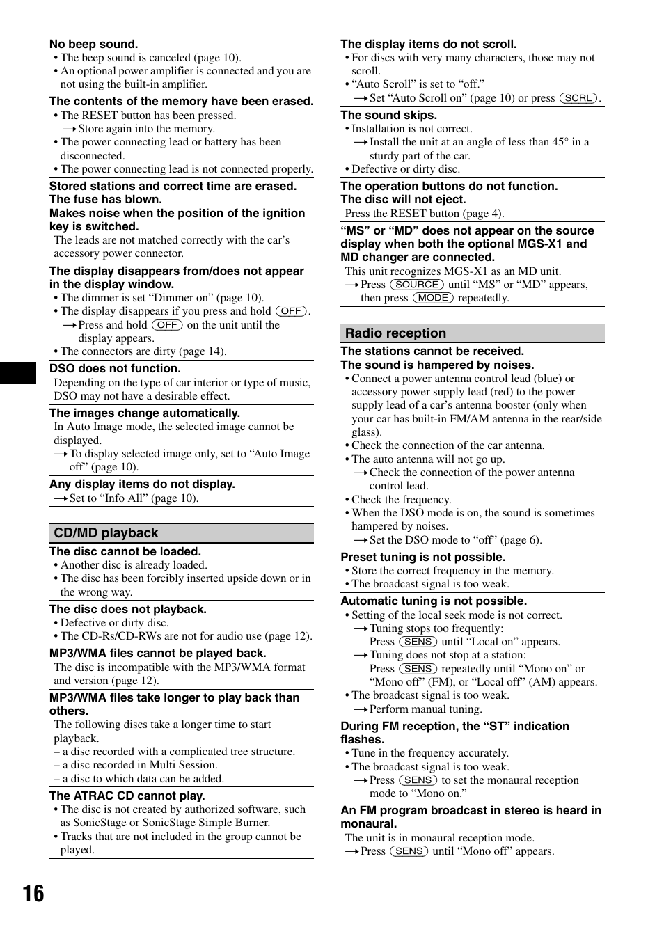 Sony CDX-GT50W User Manual | Page 16 / 36