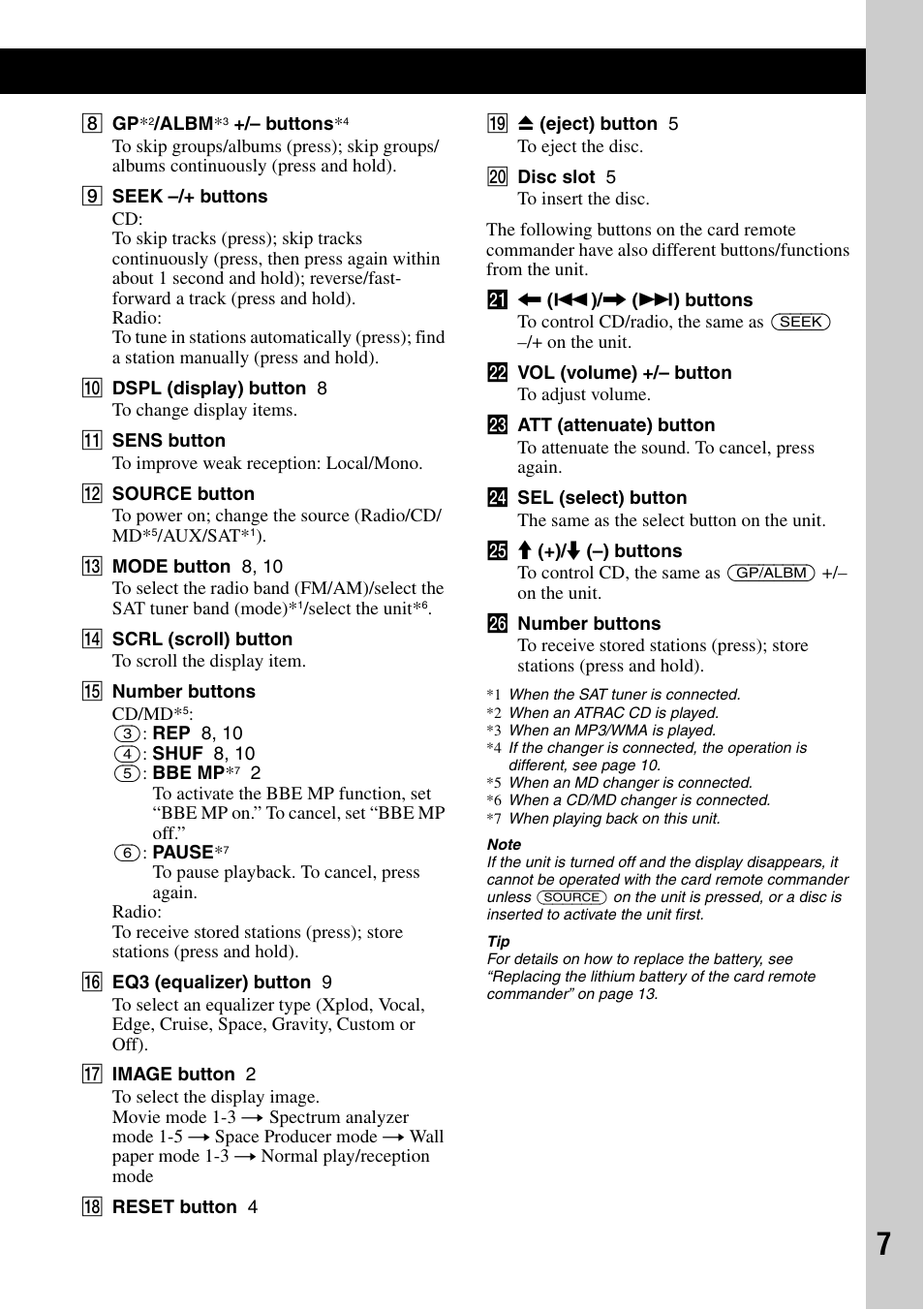 Sony CDX-GT50W User Manual | Page 7 / 36