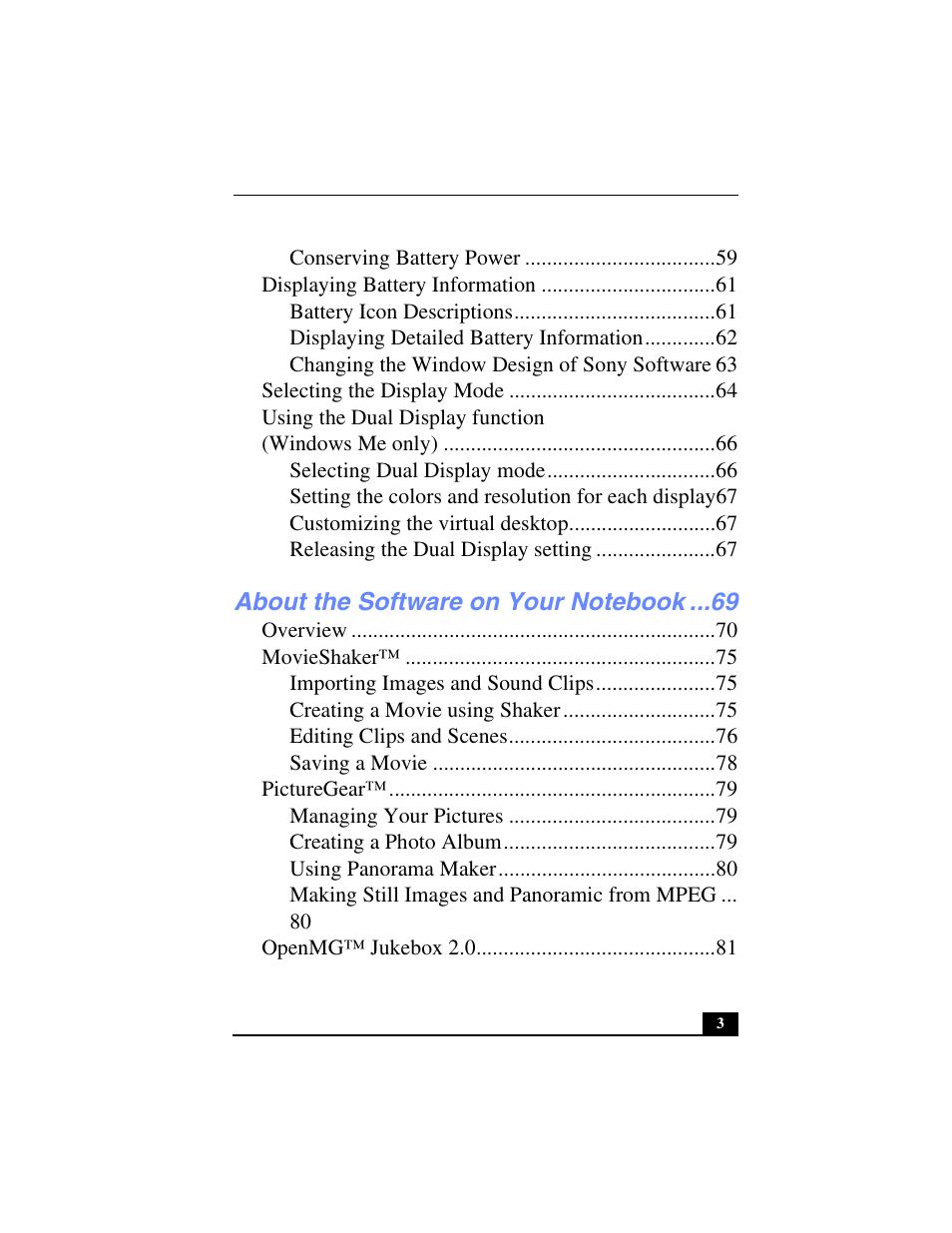 Sony PCG-C1VP User Manual | Page 3 / 124