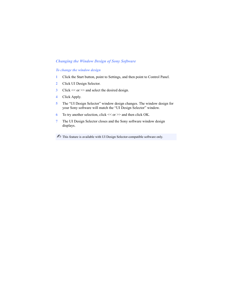 Changing the window design of sony software, Changing the window design of sony software 63 | Sony PCG-C1VP User Manual | Page 63 / 124