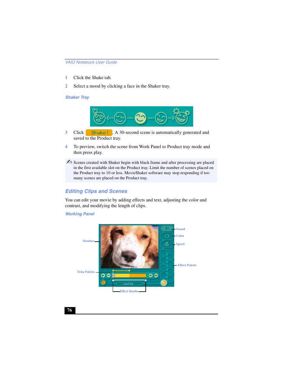 Editing clips and scenes | Sony PCG-C1VP User Manual | Page 76 / 124
