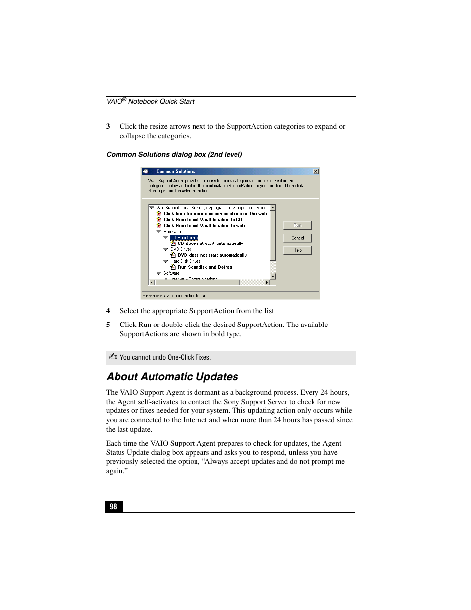 About automatic updates | Sony PCG-C1VP User Manual | Page 98 / 124