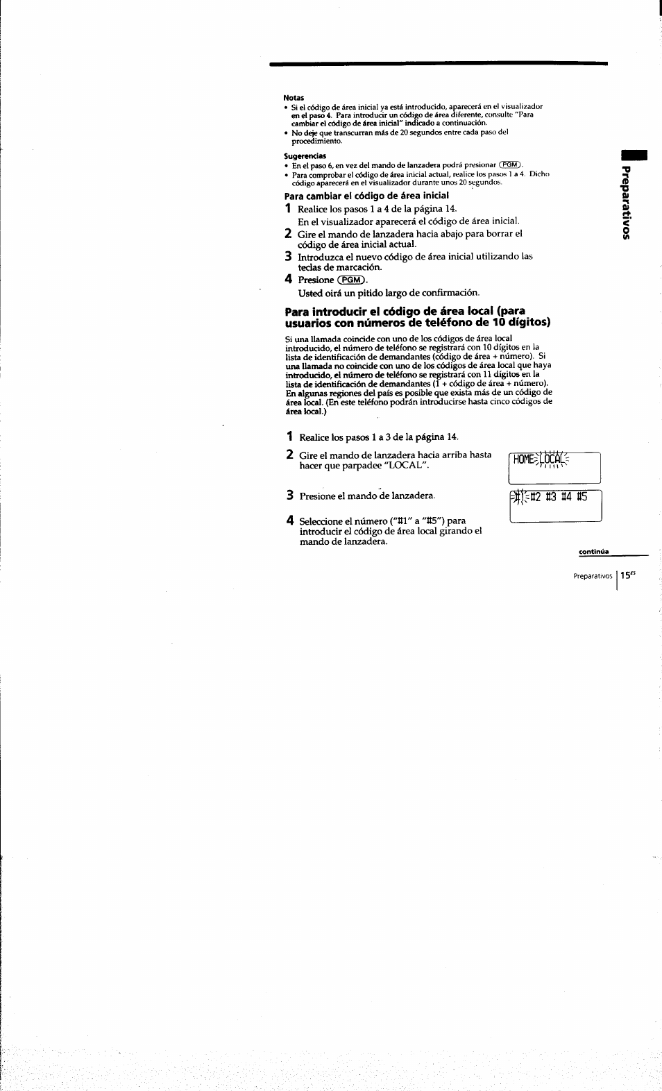 Para cambiar el código de área inicial, J:=tt2 «3 й4 й5 | Sony SPP-A973 User Manual | Page 72 / 115