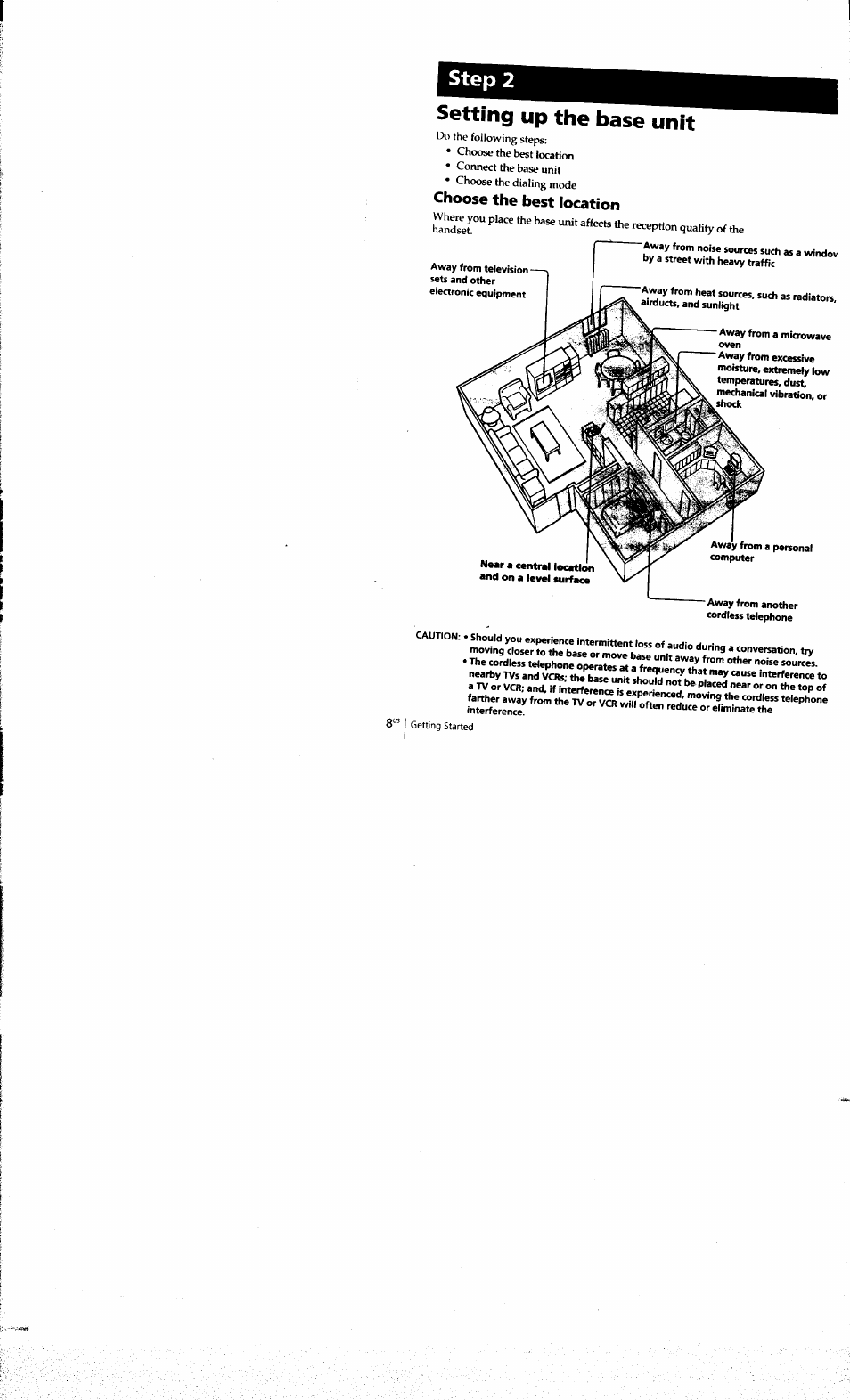 Setting up the base unit, Choose the best location, Step 2 | Sony SPP-A973 User Manual | Page 8 / 115