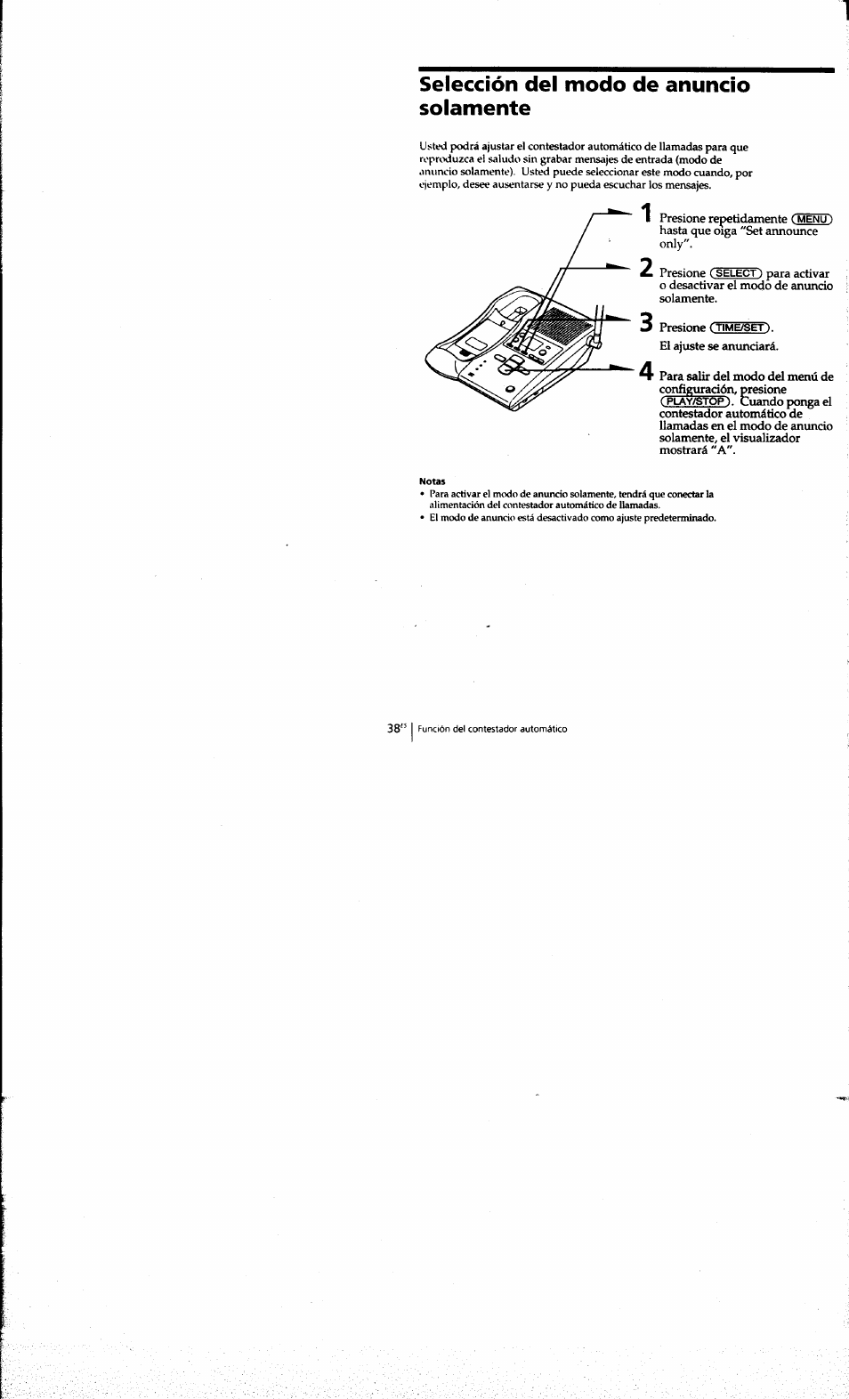 Selección del modo de anuncio solamente | Sony SPP-A973 User Manual | Page 95 / 115