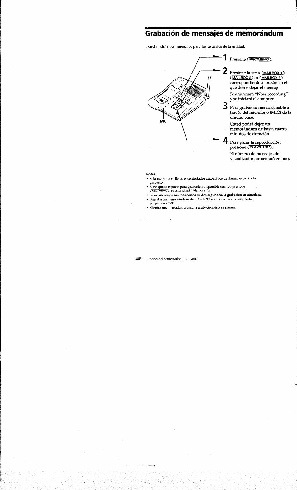 Grabación de mensajes de memorándum | Sony SPP-A973 User Manual | Page 97 / 115