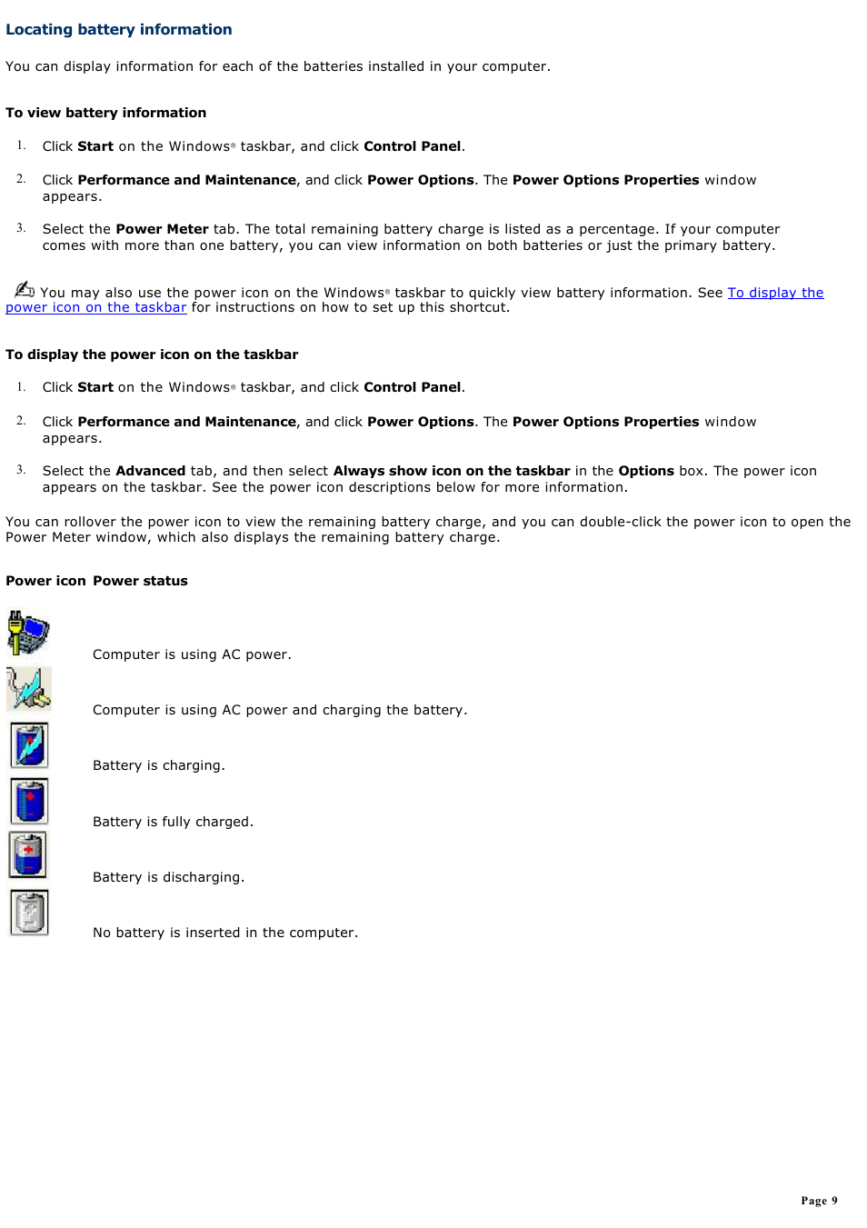 Locating battery information | Sony PCG-FRV28 User Manual | Page 9 / 124