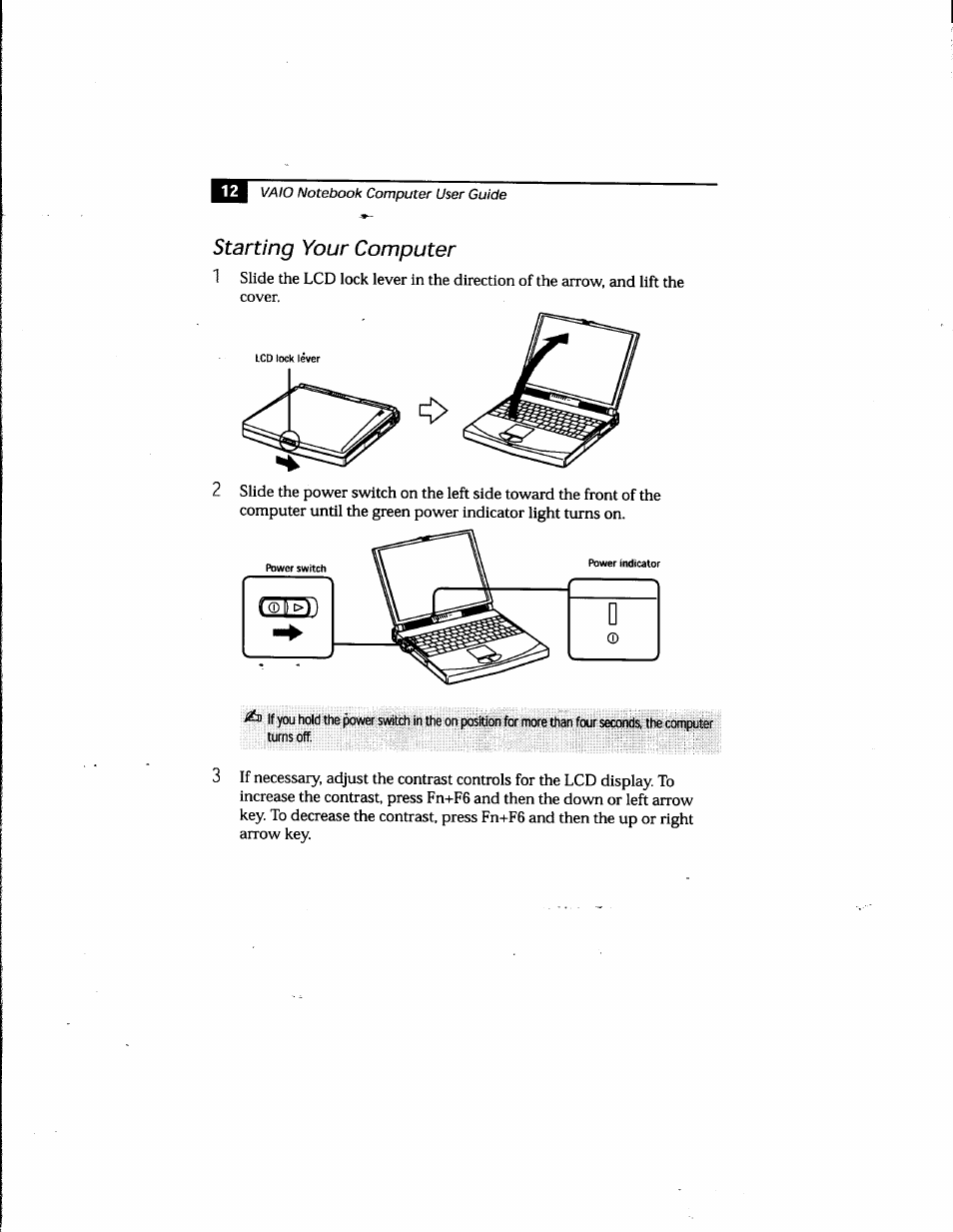 Starting your computer | Sony PCG-748 User Manual | Page 21 / 131