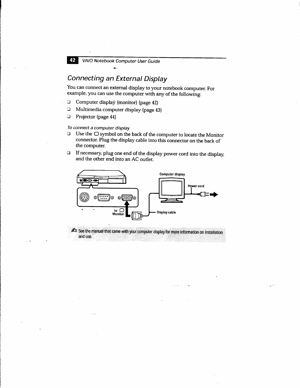 Connecting an external display | Sony PCG-748 User Manual | Page 51 / 131