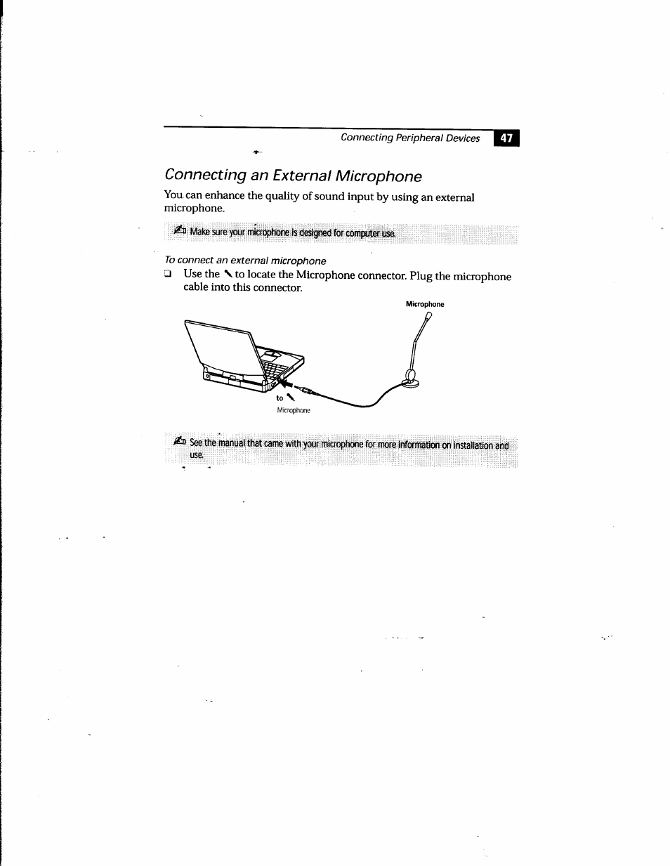 Connecting an external microphone | Sony PCG-748 User Manual | Page 56 / 131