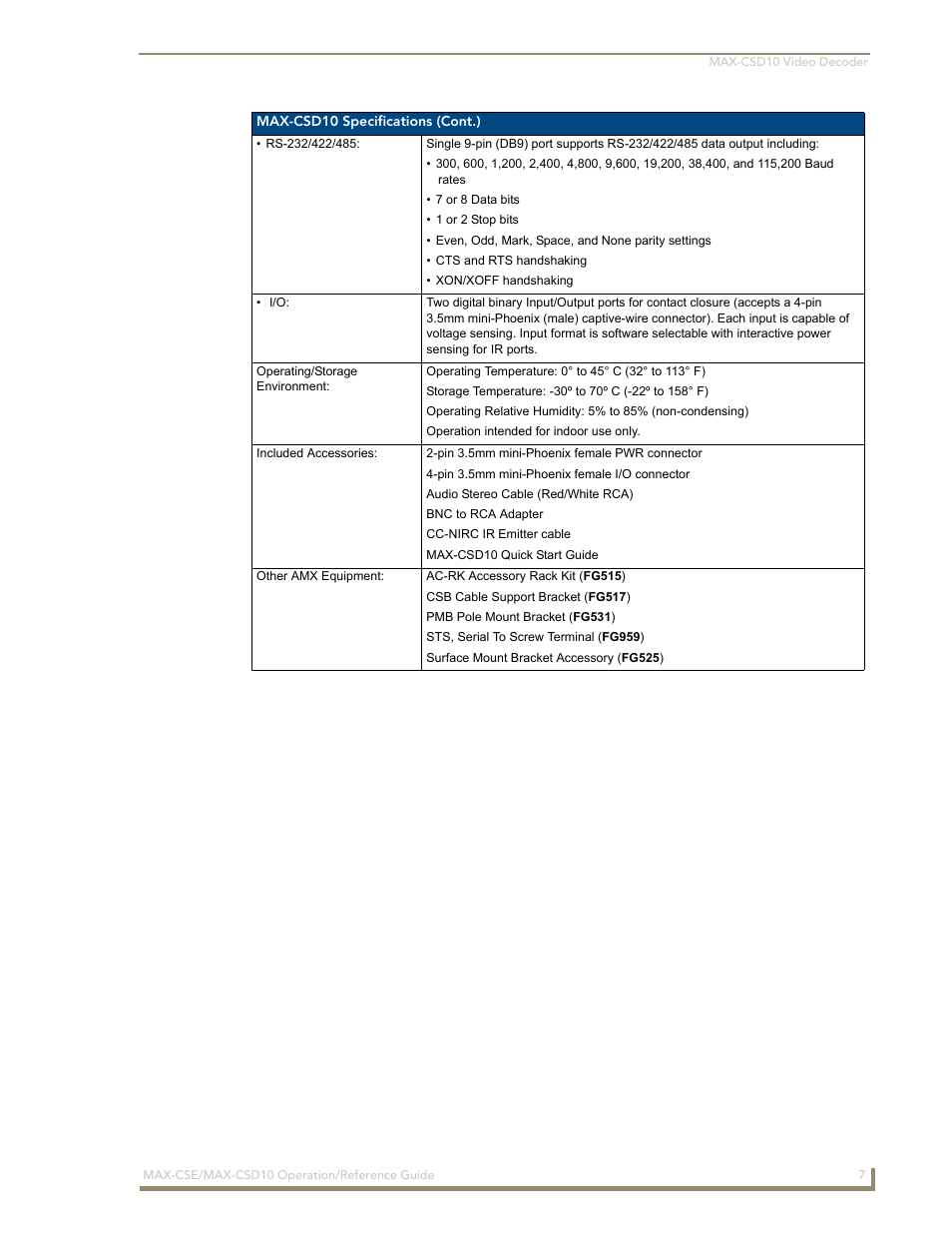 AMX MAX-CSE User Manual | Page 13 / 110