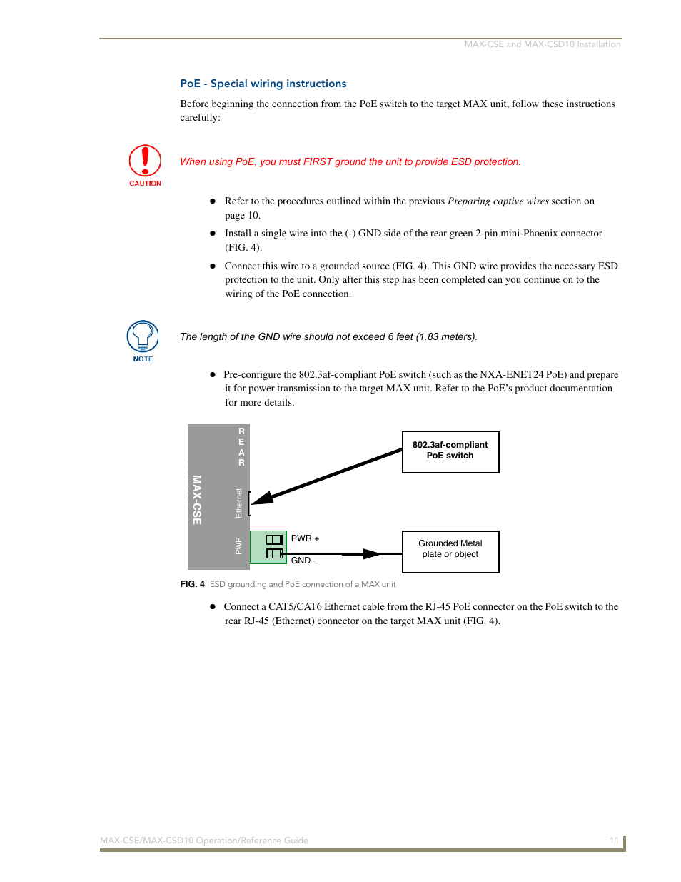 Poe - special wiring instructions | AMX MAX-CSE User Manual | Page 17 / 110