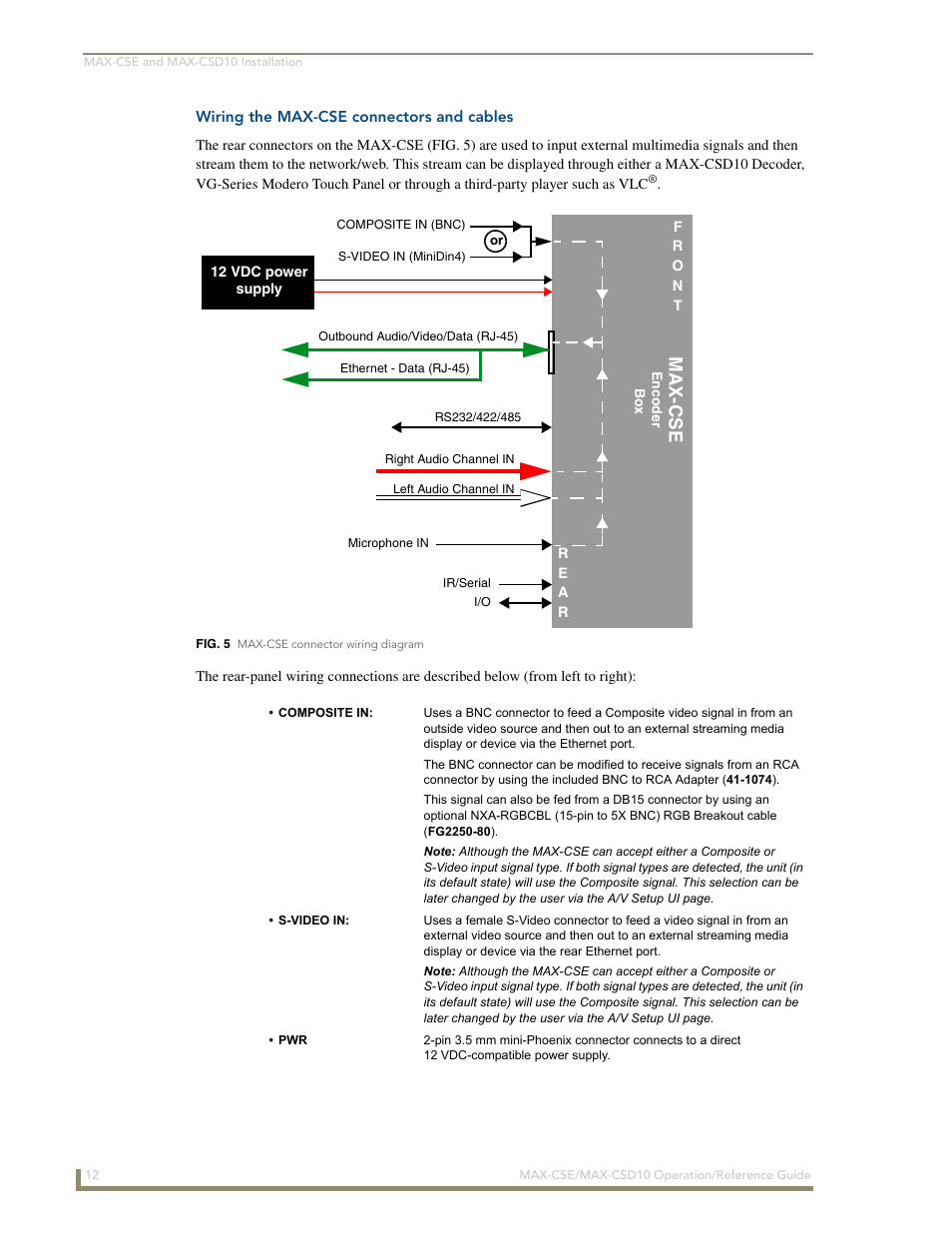 Wiring the max-cse connectors and cables, Max-cse | AMX MAX-CSE User Manual | Page 18 / 110