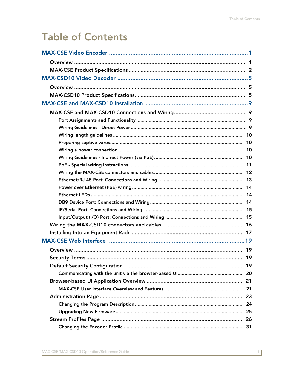 AMX MAX-CSE User Manual | Page 3 / 110