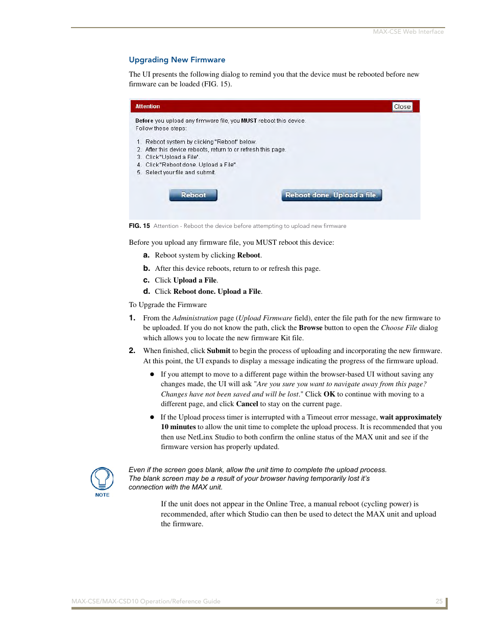 Upgrading new firmware | AMX MAX-CSE User Manual | Page 31 / 110