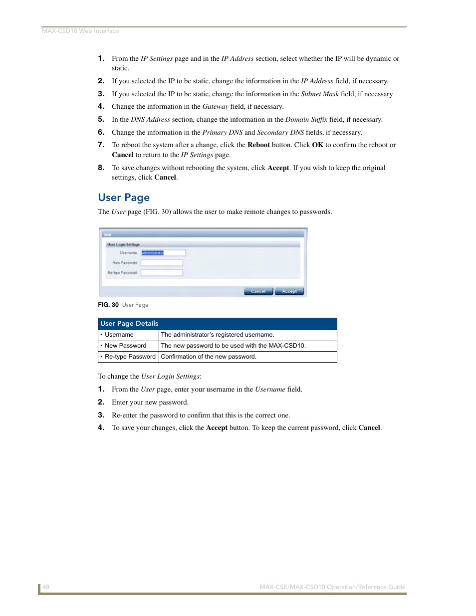 User page | AMX MAX-CSE User Manual | Page 54 / 110