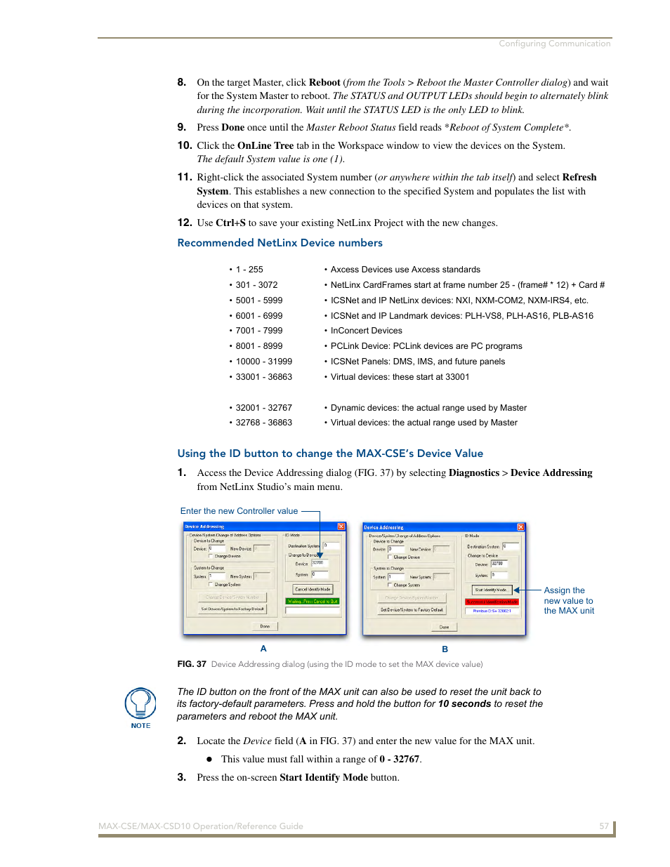 Recommended netlinx device numbers | AMX MAX-CSE User Manual | Page 63 / 110