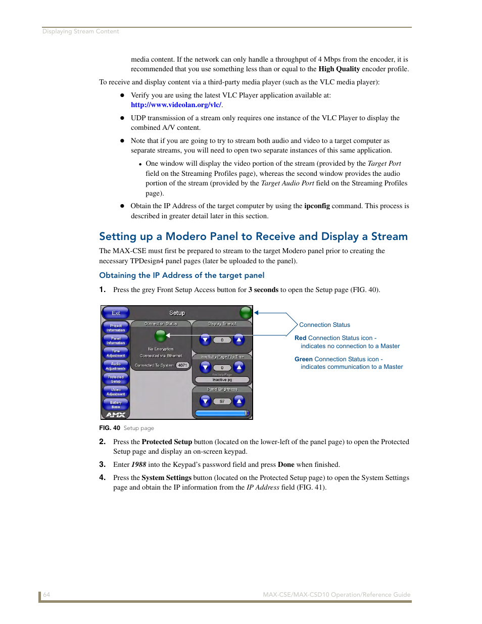 Obtaining the ip address of the target panel | AMX MAX-CSE User Manual | Page 70 / 110