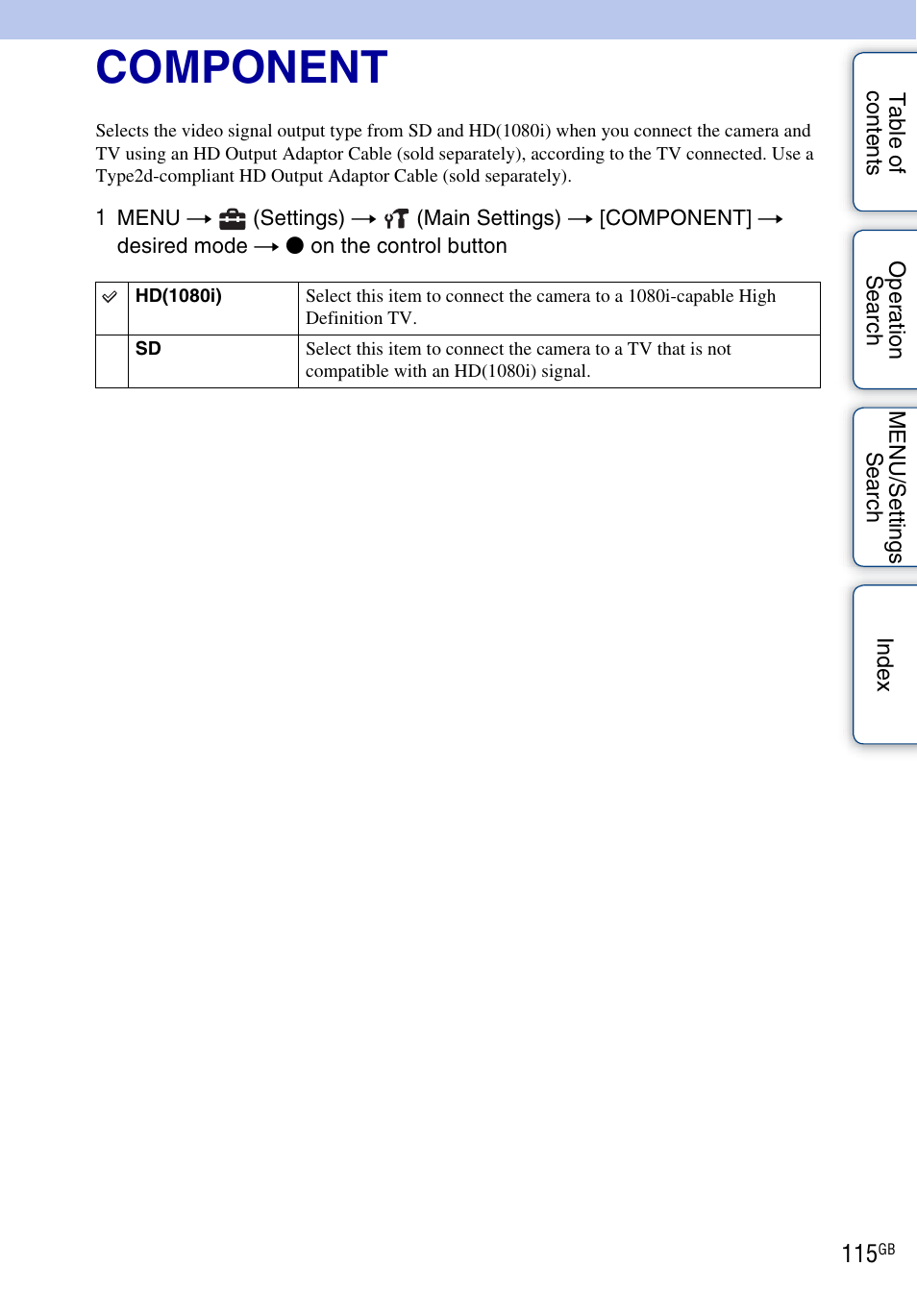 Component | Sony DSC-HX1 User Manual | Page 115 / 176