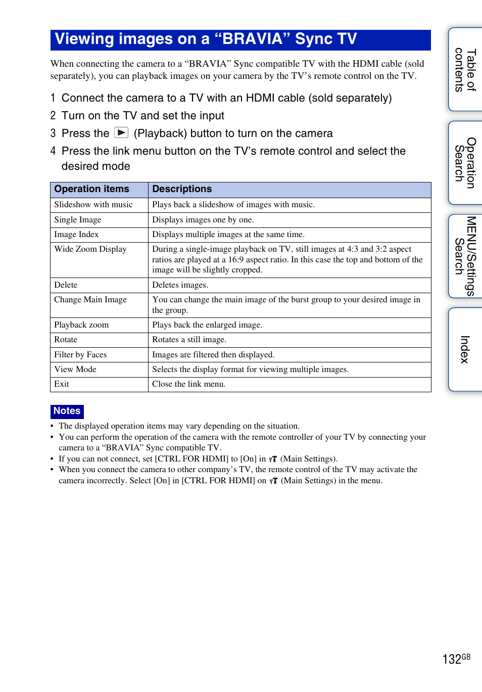 Viewing images on a “bravia” sync tv | Sony DSC-HX1 User Manual | Page 132 / 176