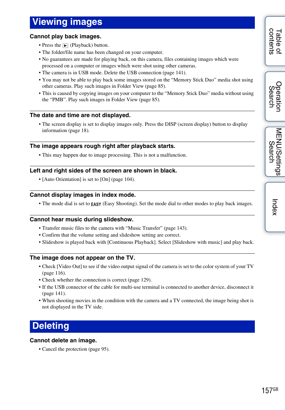 Viewing images, Deleting, Viewing images deleting | Sony DSC-HX1 User Manual | Page 157 / 176