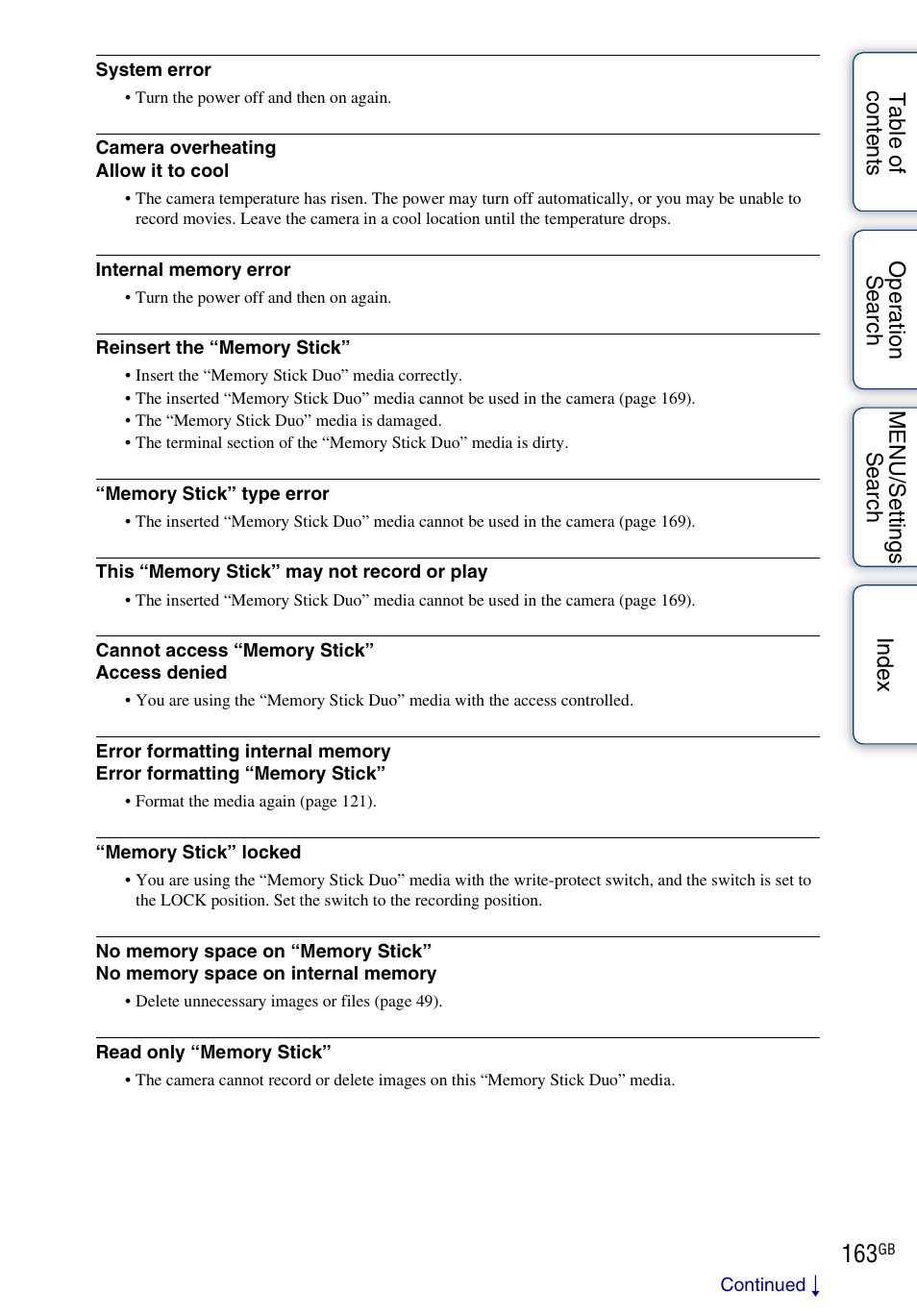 Sony DSC-HX1 User Manual | Page 163 / 176